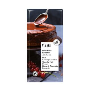 Vivani Feine Bitter Kuvertüre 70% Cacao -Tafelformat - Bio - 200g
