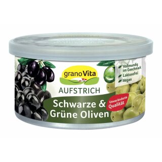 granoVita Veganer Brotaufstrich schwarze und grüne Oliven - 125g