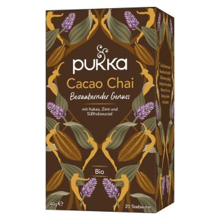 Pukka Gewürztee Cacao Chai mit Kakao Zimt und Süßholz 20 Teebeutel - Bio - 40g
