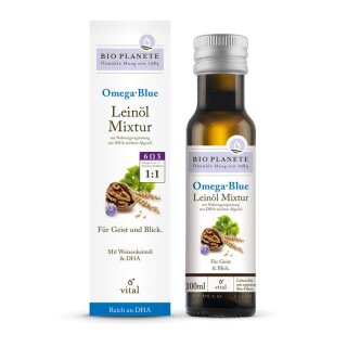 Bio Planète Omega Blue Leinöl-Mixtur zur Nahrungsergänzung - Bio - 0,1l
