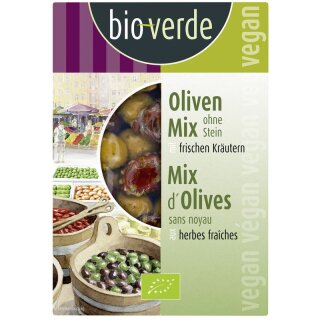 bio-verde Oliven-Mix ohne Stein mit frischen Kräutern - Bio - 150g
