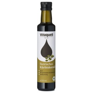 Vitaquell Steierisches Kürbiskern-Öl geröstet kaltgepresst g. g. A. - Bio - 0,25l