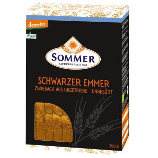 Sommer Demeter Schwarzer Emmer Zwieback ungesüßt - Bio - 200g