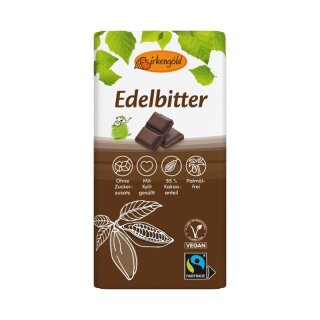 Birkengold Edelbitter Schokolade 85% Kakaogehalt ohne Zuckerzusatz - 100g