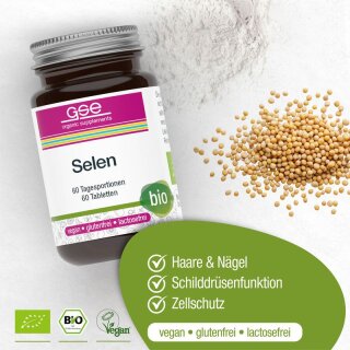 GSE Selen Compact Bio 60 Tabl. à 500 mg - Bio - 30g