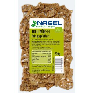 Nagel Tofu Würfel fein gepfeffert - Bio - 200g