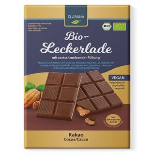 Clarana Leckerlade Kakao - mit zartschmelzender Füllung - Bio - 90g