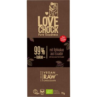 lovechock Tafel 99% Kakao Ecuador - Bio - 70g