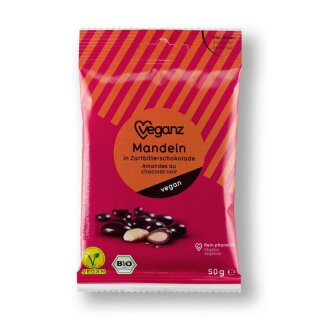 Veganz Mandeln in Zartbitterschokolade - Bio - 50g