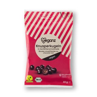 Veganz Knusperkugeln in Zartbitterschokolade - Bio - 40g