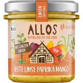 Allos Linsen-Aufstrich Rote Linse Paprika Mango - Bio - 140g