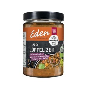 Eden my veggie paradise Löffel Zeit Orientalischer Linsen-Süßkartoffel-Eintopf mit Feige - Bio - 550g