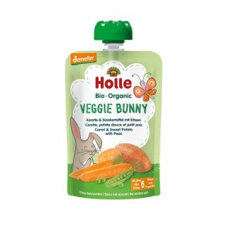 Holle Veggie Bunny - Pouchy Karotte & Süsskartoffel mit Erbsen - Bio - 100g