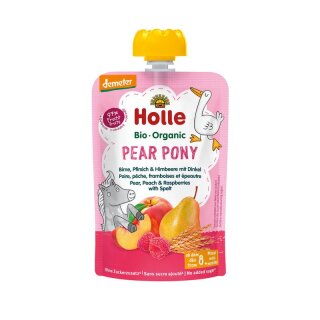 Holle  Pear Pony - Pouchy Birne, Pfirsich & Himbeere mit Dinkel - Bio - 100g