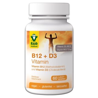 Raab Vitalfood Vitamin B12 + D3 60 Lutschtabletten à 1,5 g - 90g