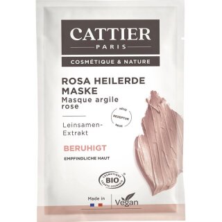 Cattier Rosa Heilerde Maske mit Leinsamen Einmalanwendung Masque Argile Rose - 12,5ml
