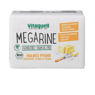Vitaquell MEGARINE Halbes-Pfund Veganes Streichfett Fettgehalt 60% - Bio - 250g