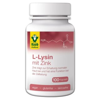 Raab Vitalfood L-Lysin 100 Kapseln à 500 mg mit Zink - 50g