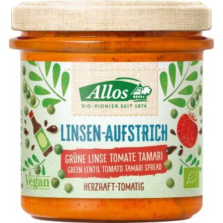 Allos Linsen-Aufstrich Grüne Linse Tomate Tamari - Bio - 140g