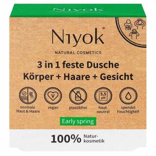 Niyok 3 in 1 feste Dusche Körper + Haare + Gesicht Early spring - 80g