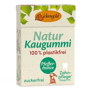 Birkengold Natur Kaugummi Pfefferminze 20 Stück 100% plastikfrei - 28g