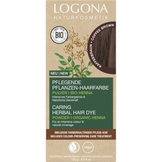 Logona Pflegende Pflanzen-Haarfarbe Pulver Kaffeebraun - 100g