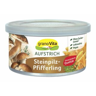 granoVita Veganer Brotaufstrich Steinpilz-Pfifferling - 125g x 12  - 12er Pack VPE