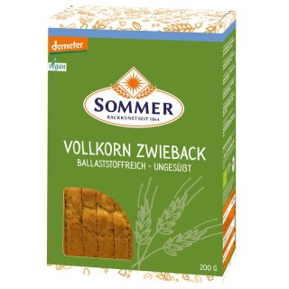 Sommer Demeter Weizen-Vollkorn Zwieback - Bio - 200g x 6  - 6er Pack VPE