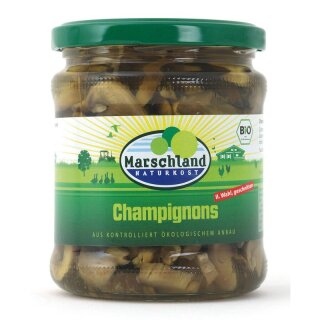 Marschland Champignons 2. Wahl geschnitten 370 ml Gl. - Bio - 0,17kg x 6  - 6er Pack VPE