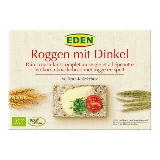 EDEN Roggen mit Dinkel Vollk. -Knäckebrot - Bio - 250g x 12  - 12er Pack VPE