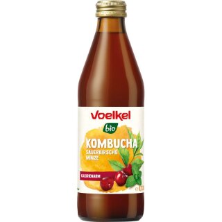 Voelkel Kombucha Sauerkirsche Minze - Bio - 0,33l x 10  - 10er Pack VPE