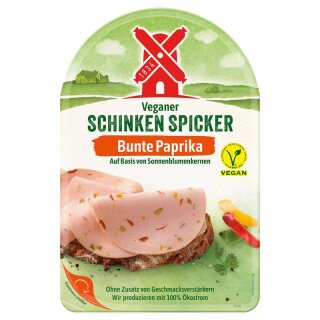 Rügenwalder Mühle Veganer Schinken Spicker mit bunter Paprika - 80g x 8  - 8er Pack VPE
