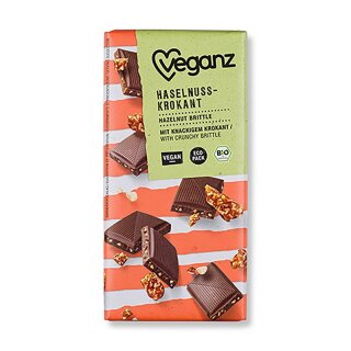 Veganz Schokolade Haselnuss-Krokant - Bio - 80g x 12  - 12er Pack VPE