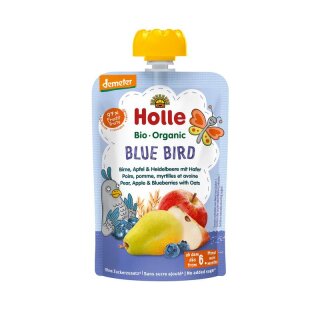 Holle Blue Bird Birne Apfel & Heidelbeere mit Hafer - Bio - 100g x 12  - 12er Pack VPE