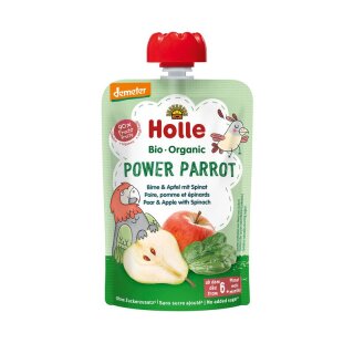 Holle Power Parrot Birne & Apfel mit Spinat - Bio - 100g x 12  - 12er Pack VPE