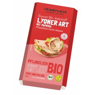 Veggyness Veganer Aufschnitt Lyoner Art mit Paprika - Bio - 80g x 8  - 8er Pack VPE