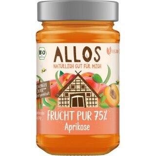 Allos Frucht Pur 75% Aprikose - Bio - 250g x 6  - 6er Pack VPE