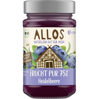 Allos Frucht Pur 75% Heidelbeere - Bio - 250g x 6  - 6er Pack VPE