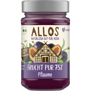 Allos Frucht Pur 75% Pflaume - Bio - 250g x 6  - 6er Pack VPE