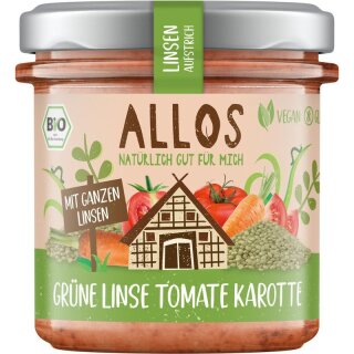 Allos Linsen Aufstrich Grüne Linse Tomate Karotte - Bio - 140g x 6  - 6er Pack VPE