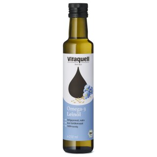 Vitaquell Omega-3 Leinöl aus Goldleinsaat nativ kaltgepresst - Bio - 250ml x 6  - 6er Pack VPE