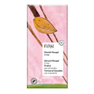 Vivani Mandel Nougat Crisp Schokolade mit Kokosblütenzucker - Bio - 80g