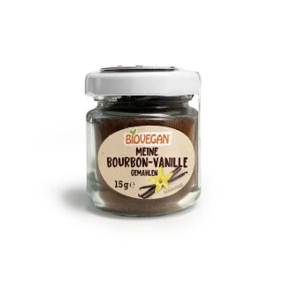 Biovegan Bourbon-Vanille im Glas gemahlen Bio - Bio - 15g x 6  - 6er Pack VPE