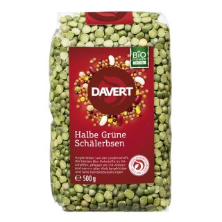 Davert Halbe Grüne Schälerbsen - Bio - 500g x 8  - 8er Pack VPE