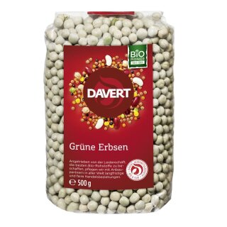 Davert Grüne Erbsen - Bio - 500g x 8  - 8er Pack VPE