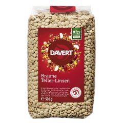 Davert Braune Teller-Linsen - Bio - 500g x 8  - 8er Pack VPE