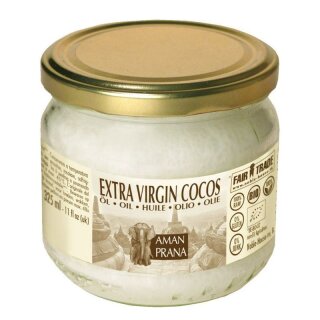 Amanprana Extra Virgin Cocos Öl  - Bio - 325ml x 4  - 4er Pack VPE