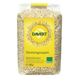 Davert Gerstengraupen Bioland - Bio - 500g x 8  - 8er Pack VPE
