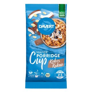 Davert Porridge-Cup Kokos-Kakao - Bio - 65g x 8  - 8er Pack VPE