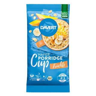Davert Porridge-Cup Früchte - Bio - 65g x 8  - 8er Pack VPE